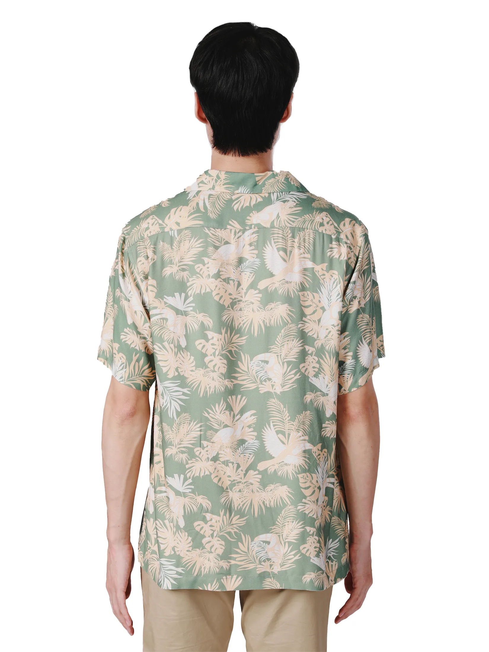 JOHN HENRY Men s Short Sleeves Hawaii Shirts (Relaxed Fit) SONGKRAN FESTIVAL Green