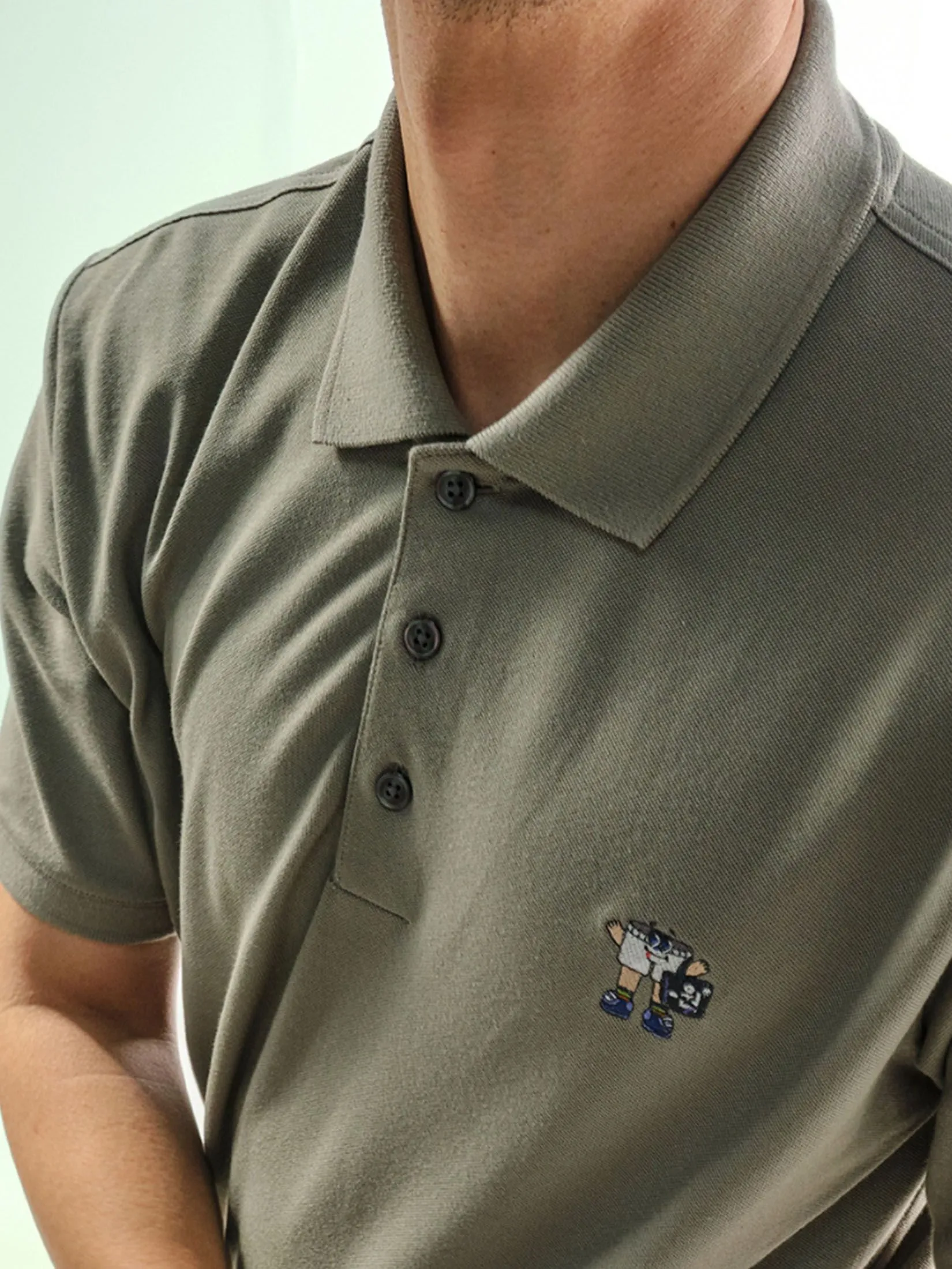 ERA-WON Men's Polo Slim Fit Art toy Collection Grey