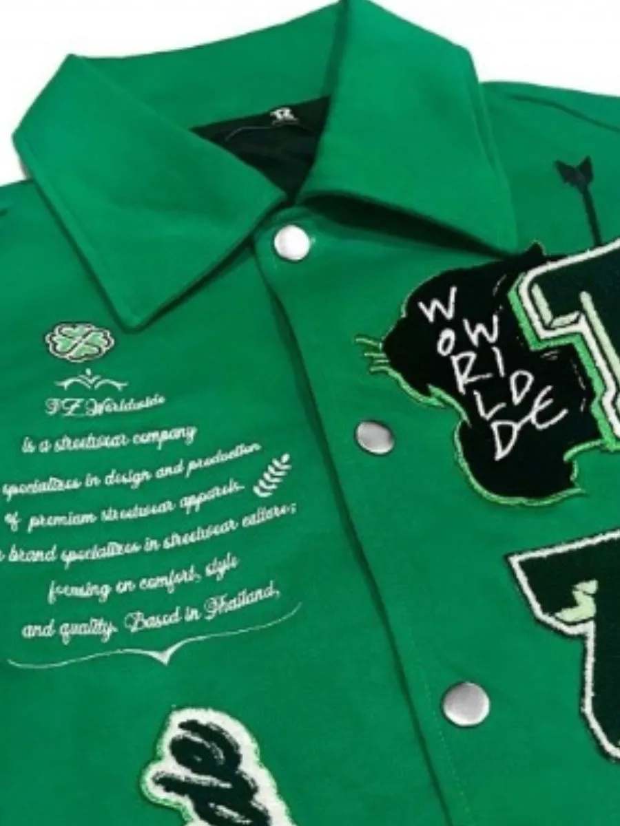 TZ WORLDWIDE Men JACKET VARSITY JACKET - LUCKY GREEN