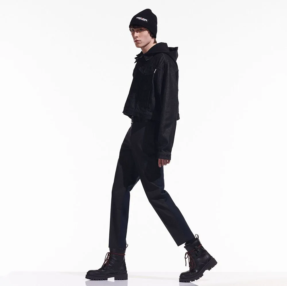 KARL LAGERFELD CARA LOVES KARL Cropped Denim Men Jacket Black