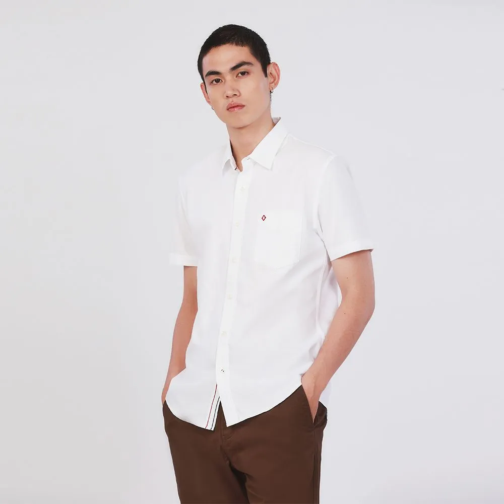 JOHN HENRY Men's Short Sleeves Shirts (Slim Fit) ESSENTIALS White