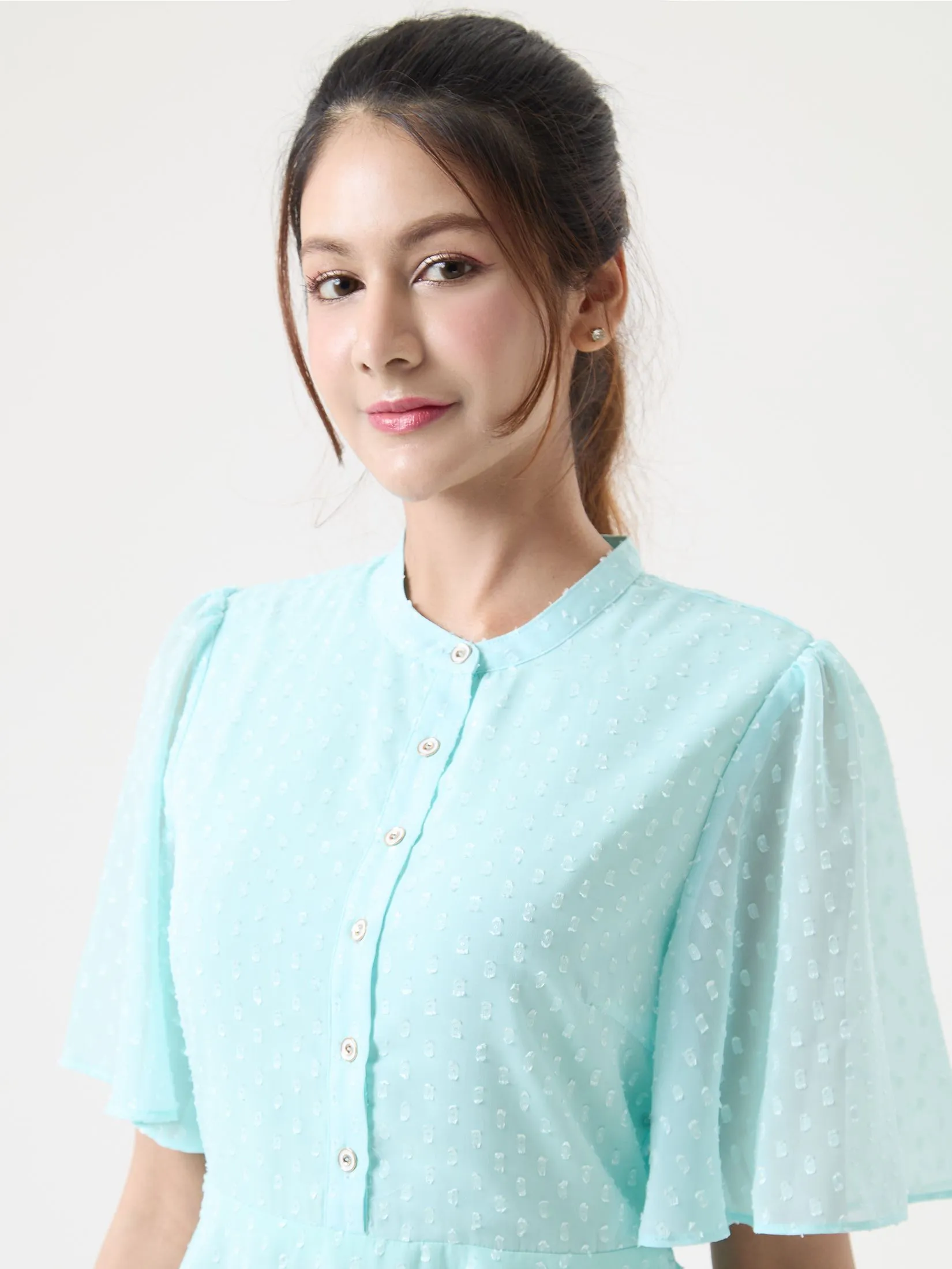 EP Mint Green Clip Dot Dress Woman Green