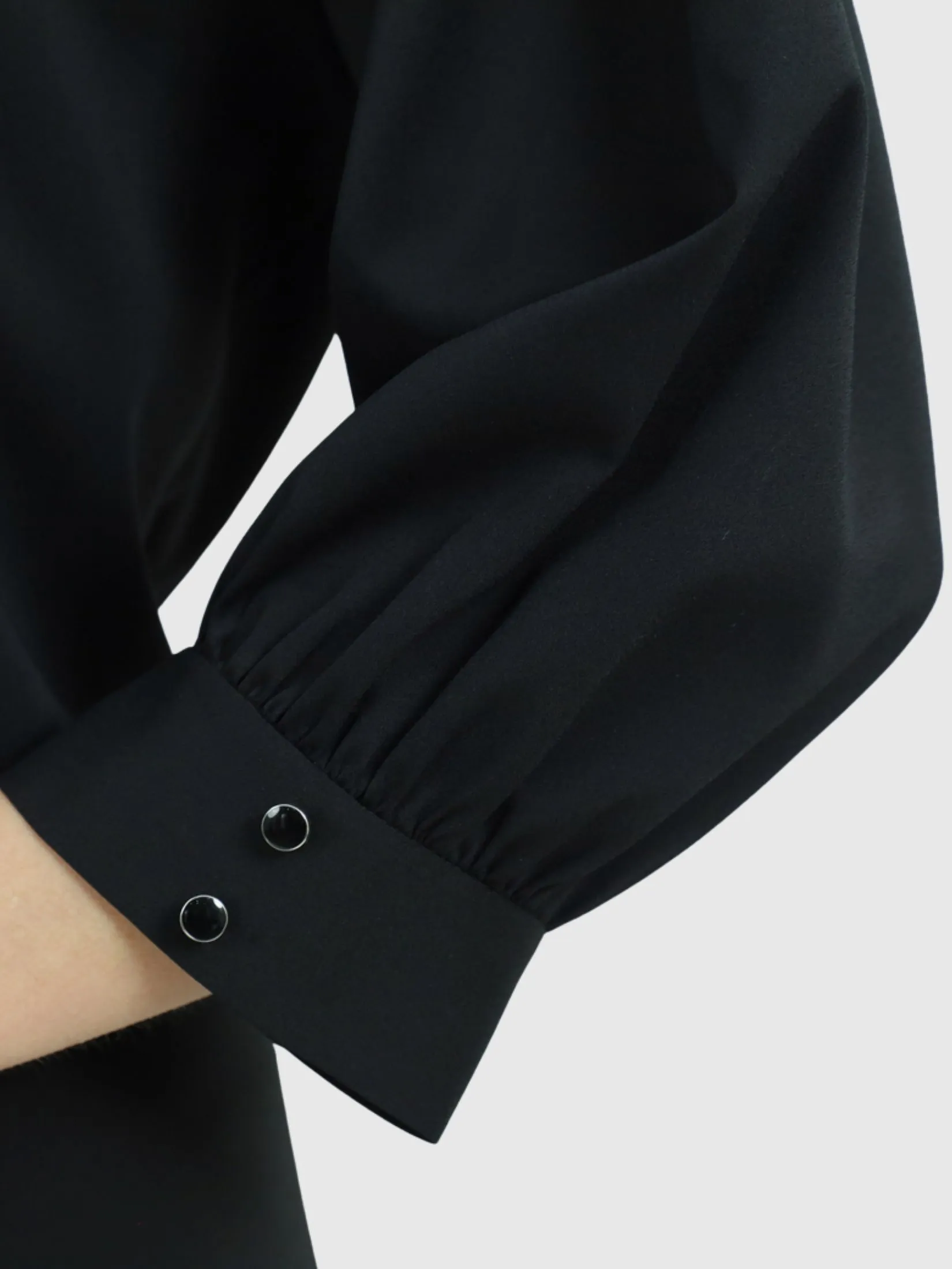 VERONIQA Women Dress Long Sleeves Dobby Black