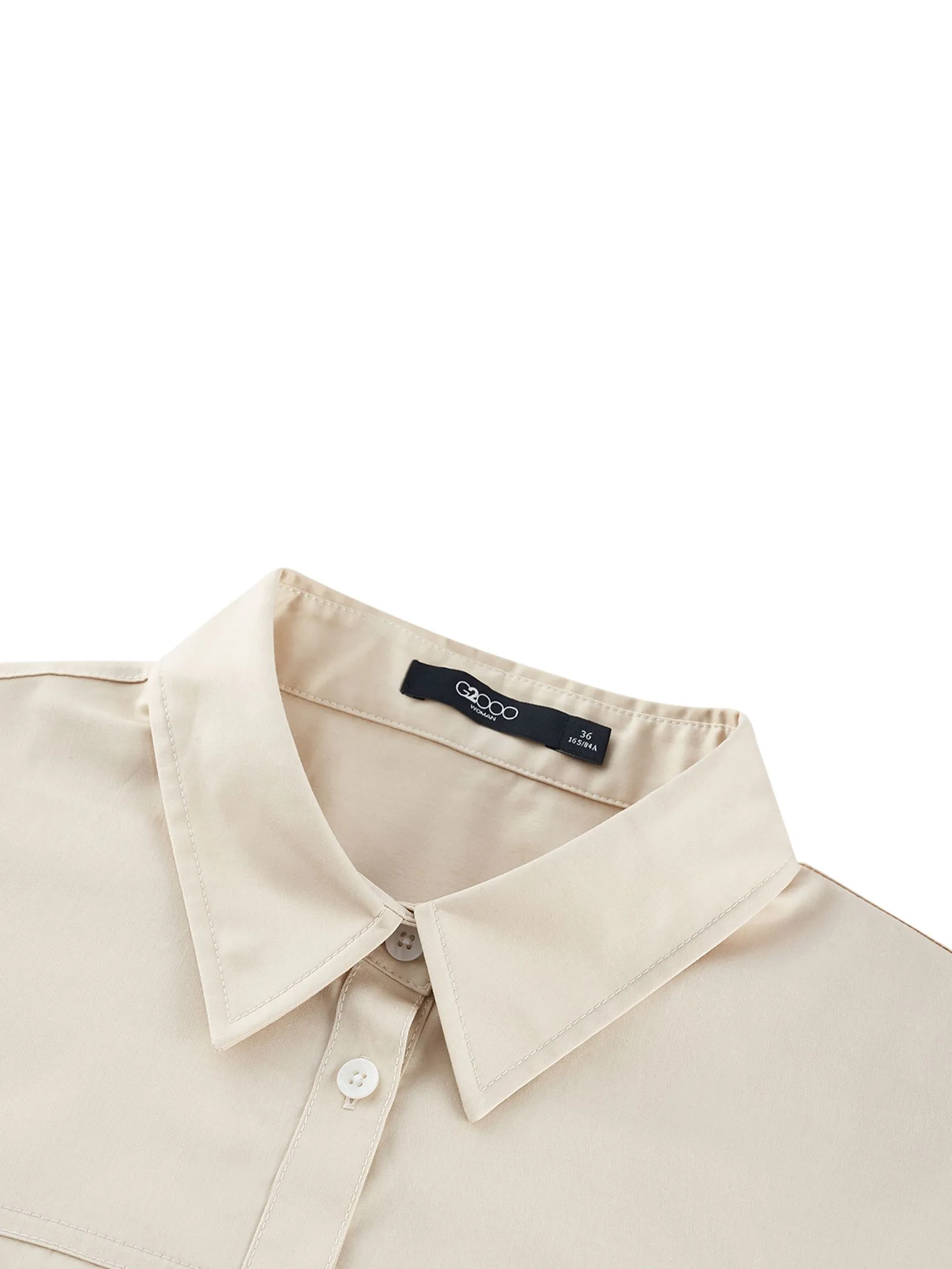 G2000 Women Clothing Easy Care Cotton Satin Diamond Fit Short Sleeve Shirt  Diamond Shape - Beige