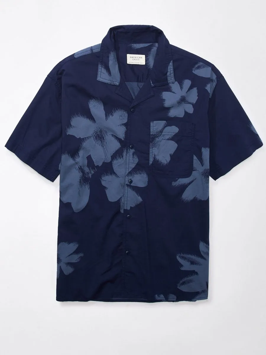 AMERICAN EAGLE MEN WENDY FLORAL SS OVERSIZED CAMP COLLAR COTTON RAYON 413 DARKNESS FALLS