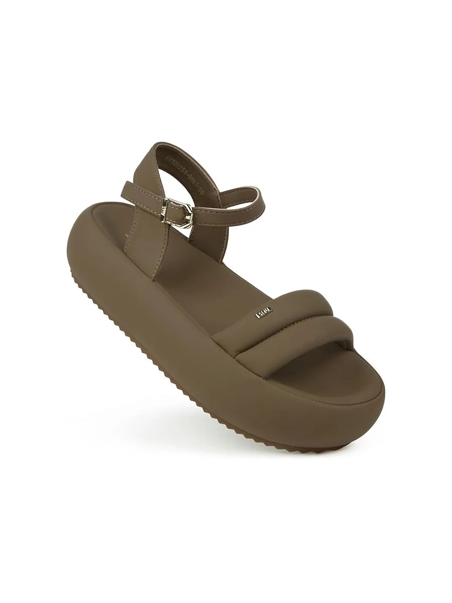 SHU WOMEN  MARSHMALLOW 2" ANKLE STRAPS - BROWN