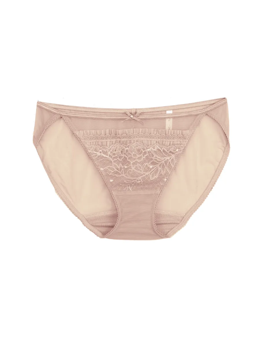 BSC LINGERIE Women Bikini style see-through lace BU1114 BEIGE