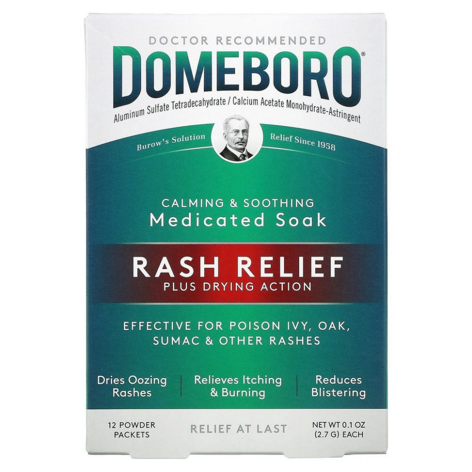 Domeboro, Medicated Soak, Rash Relief, 12 Powder Packets