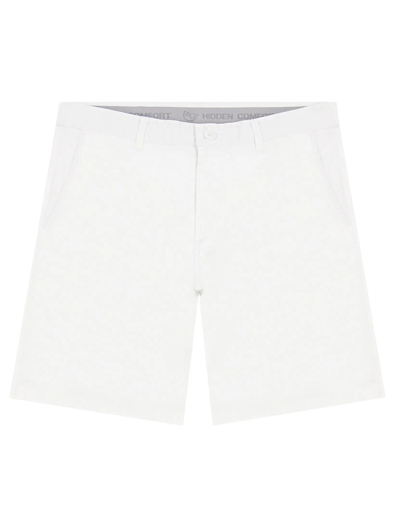 GIORDANO Men's Twill Slim Hidden Comfort Shorts (180° Waistband) Signature white
