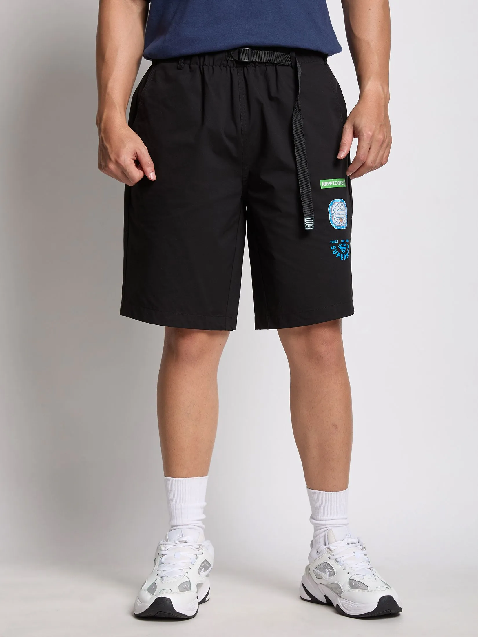 PACIFIC UNION Men Shorts Superman Black