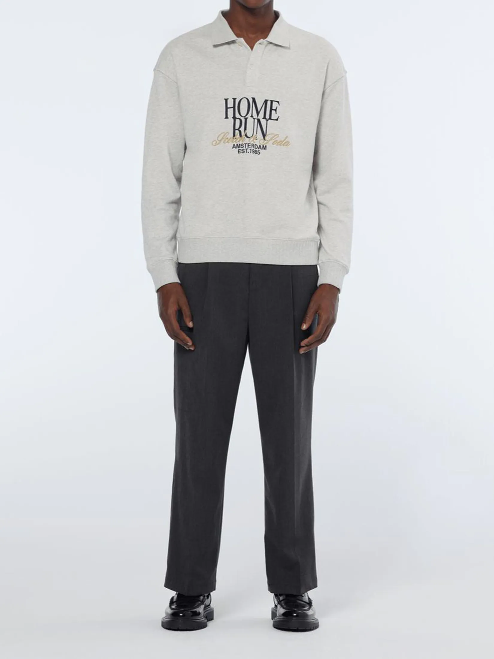 SCOTCH&SODA Men Chino Pocket Detail Wide Fit Melange Dark Grey Melange