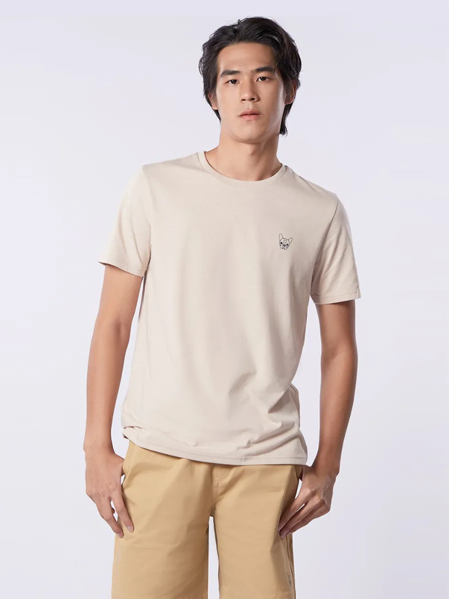 ESP Crew Neck Frenchie Tee Shirt Men Beige