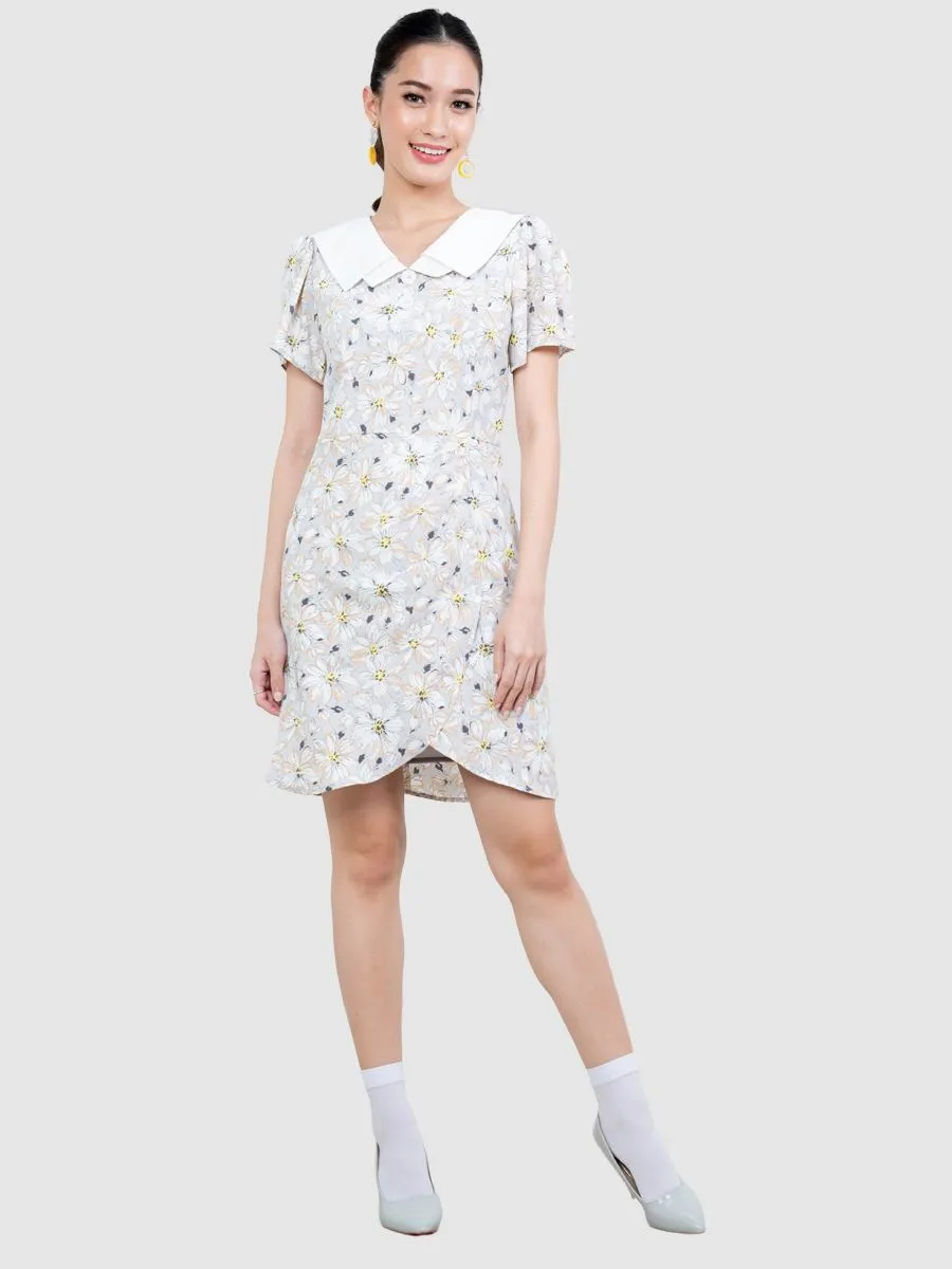 AMILA Women  Dress Como Print Light Grey