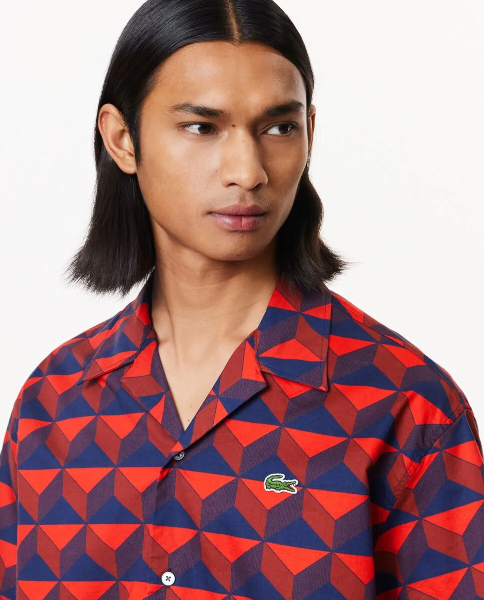 LACOSTE Short Sleeved Robert George Print Shirt Red