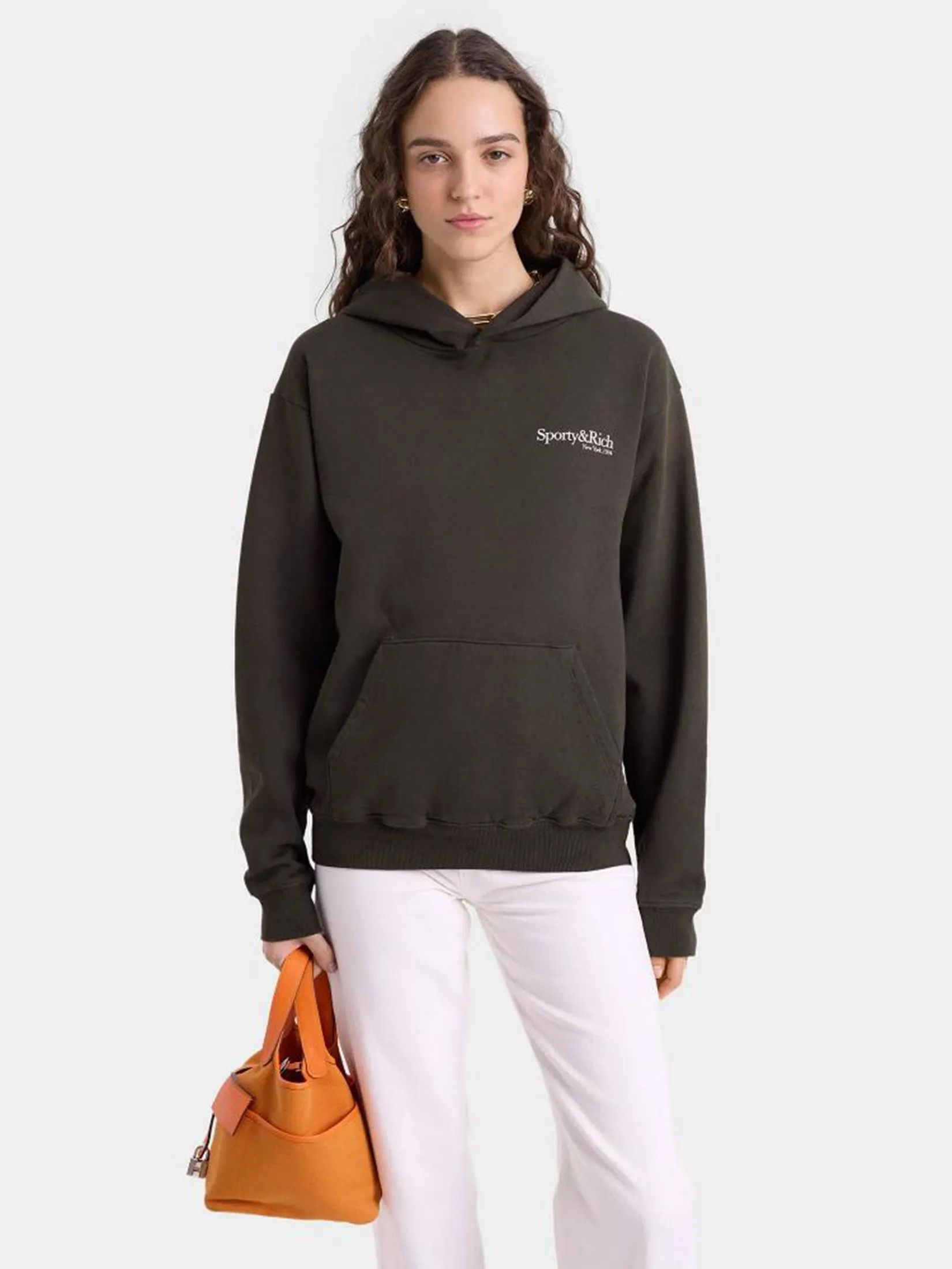 SPORTY & RICH Unisex Hoodie HWCNY Faded Black/White