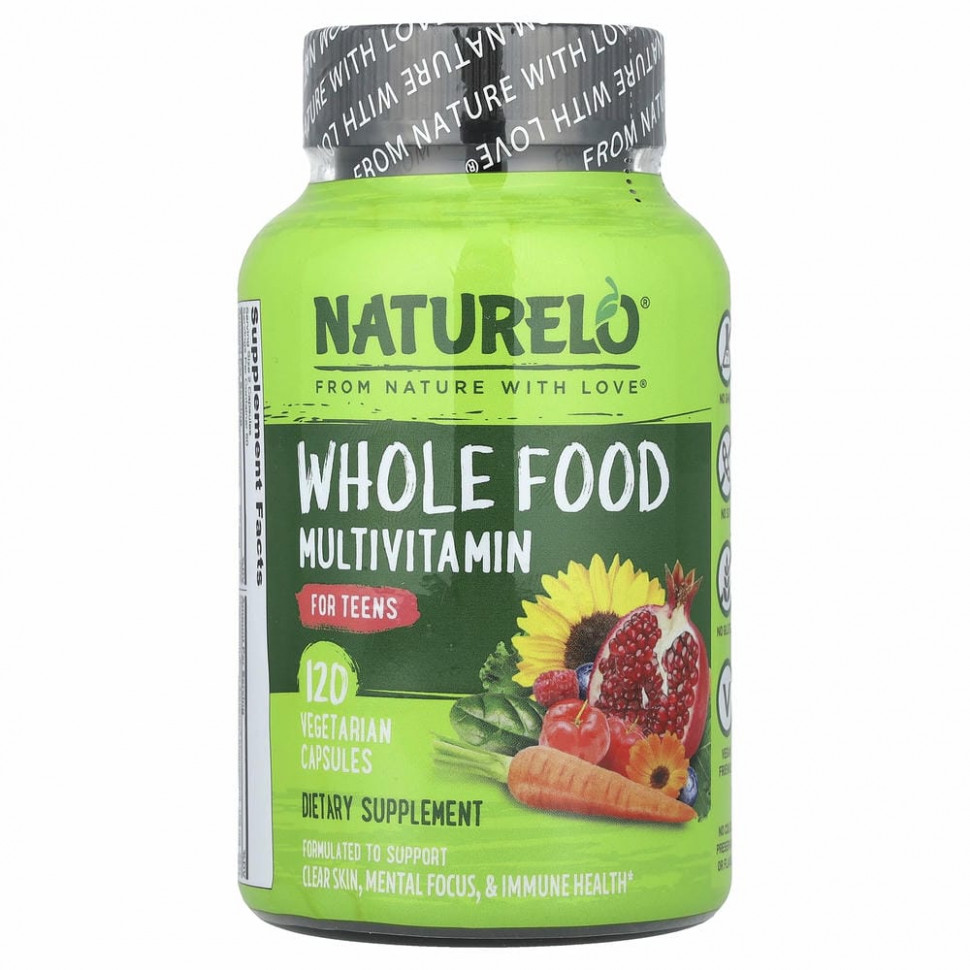 NATURELO, Мультивитамины из цельных продуктов для подростков, 120 вегетарианских капсул