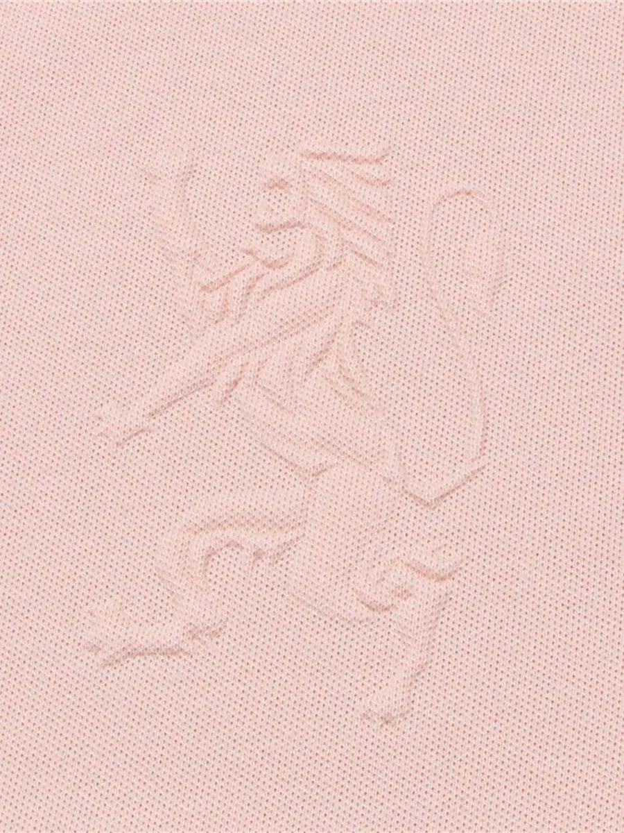 GIORDANO Men's Slim Fit 3D Lion Embroidery Polo Evening Sand Pink