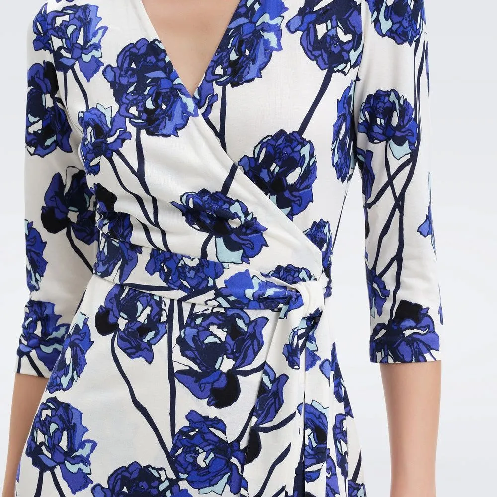 DIANE VON FURSTENBERG DVF NEW JULIAN TWO DRESS WATERCOLOR FLORAL LG IVORY