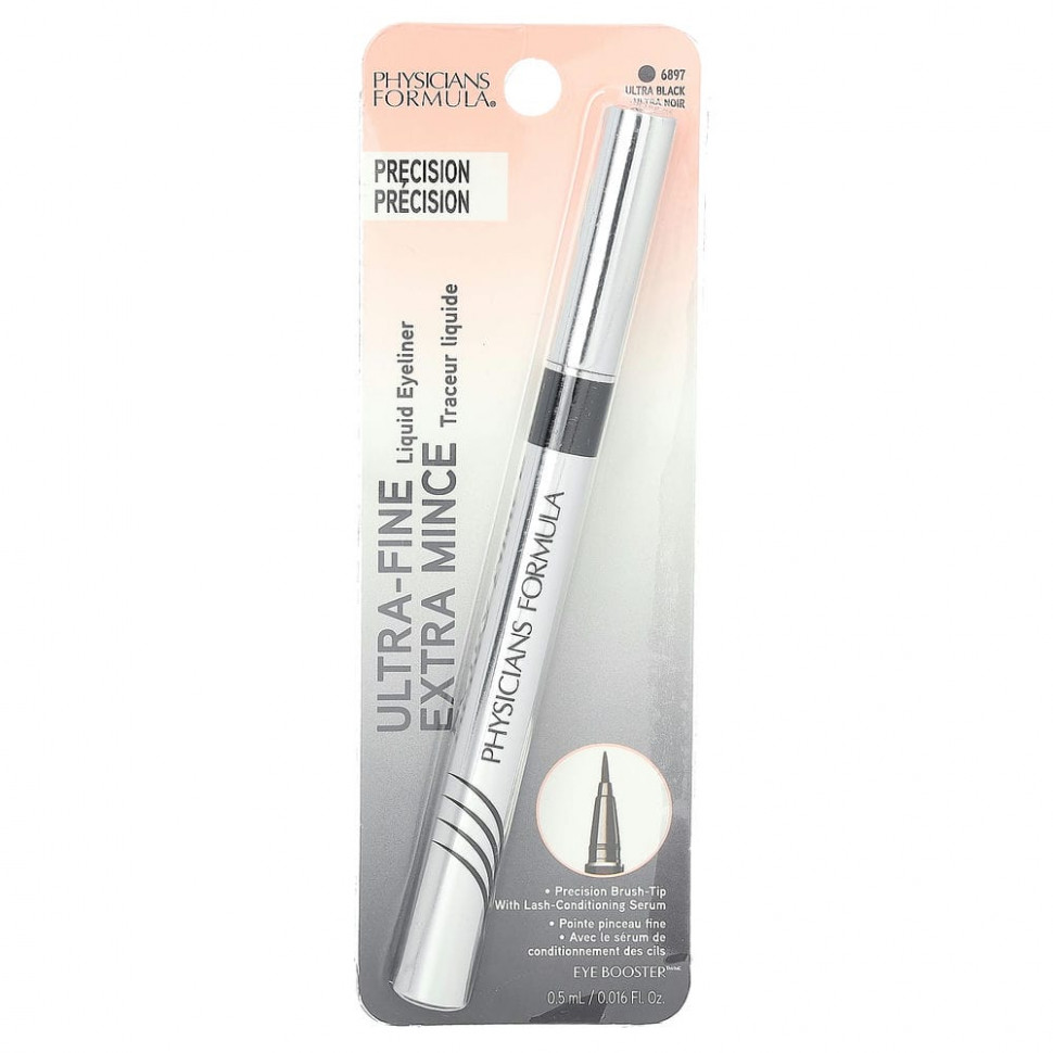 Physicians Formula, Eye Booster, ультратонкая жидкая подводка для глаз с увлажняющей сывороткой, темно-черный, 0,5 мл