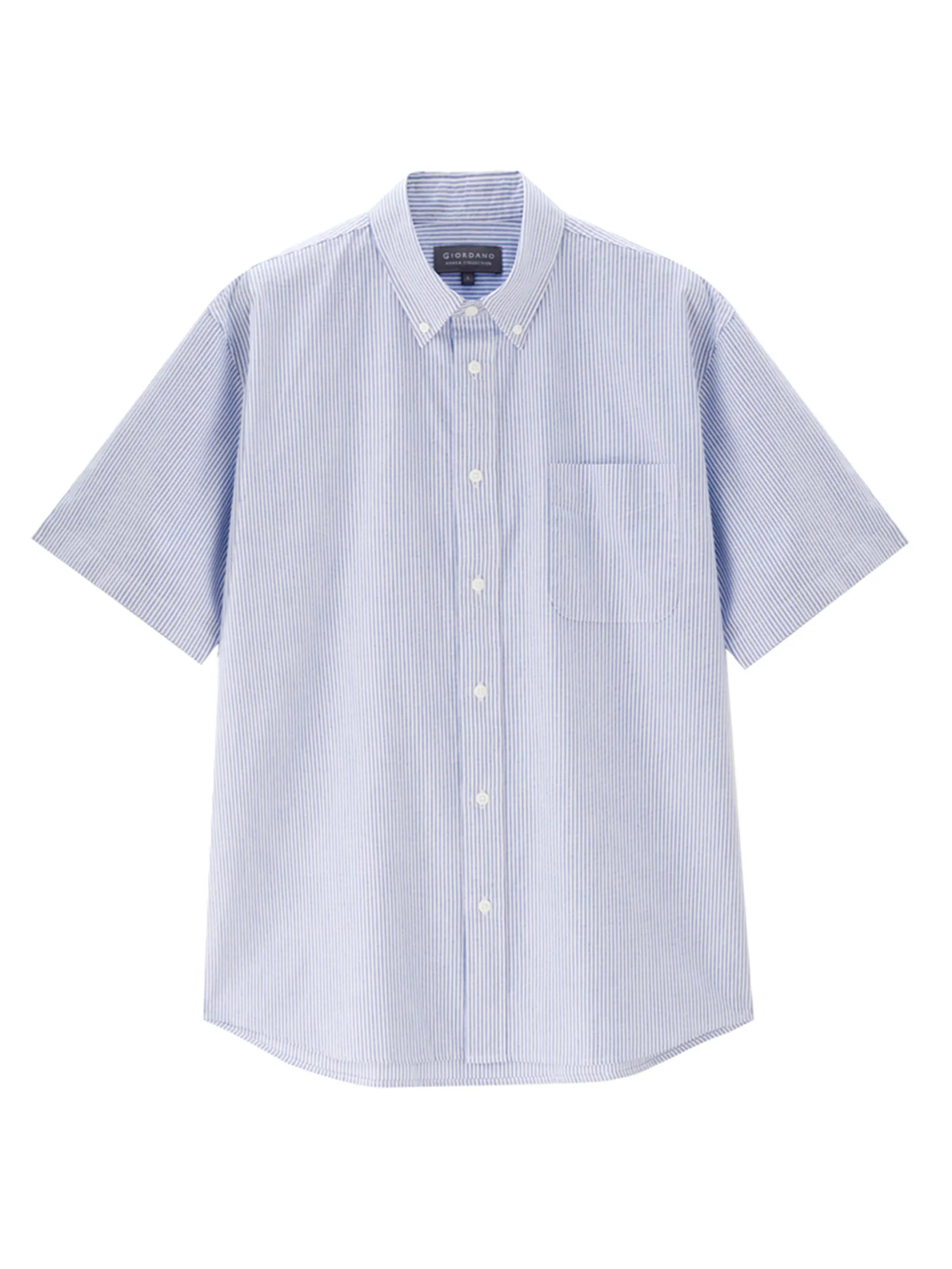 GIORDANO Men s Online Exclusive Relaxed Oxford Shirt (Korea) Blue White
