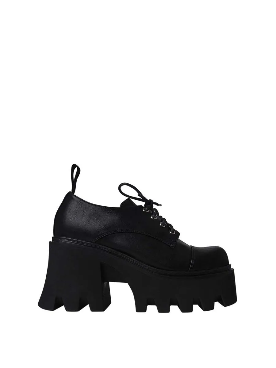 VILLAINS SF YAMINA Women's Platform Oxford Heels BLACK