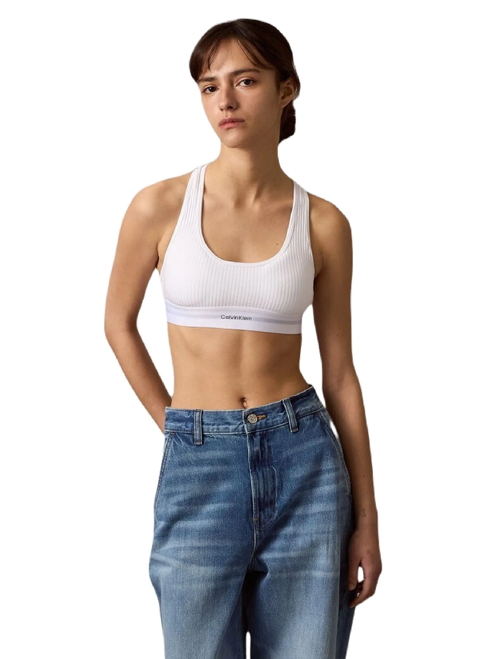 CALVIN KLEIN Women's Modern Rib Lightly Lined Bralette White
