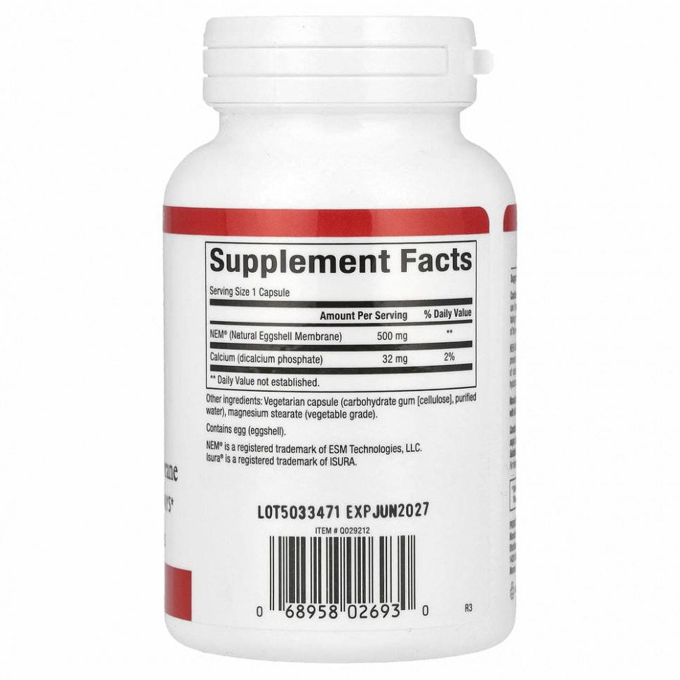 Natural Factors, NEM, натуральная оболочка из яичной скорлупы, 60 вегетарианских капсул