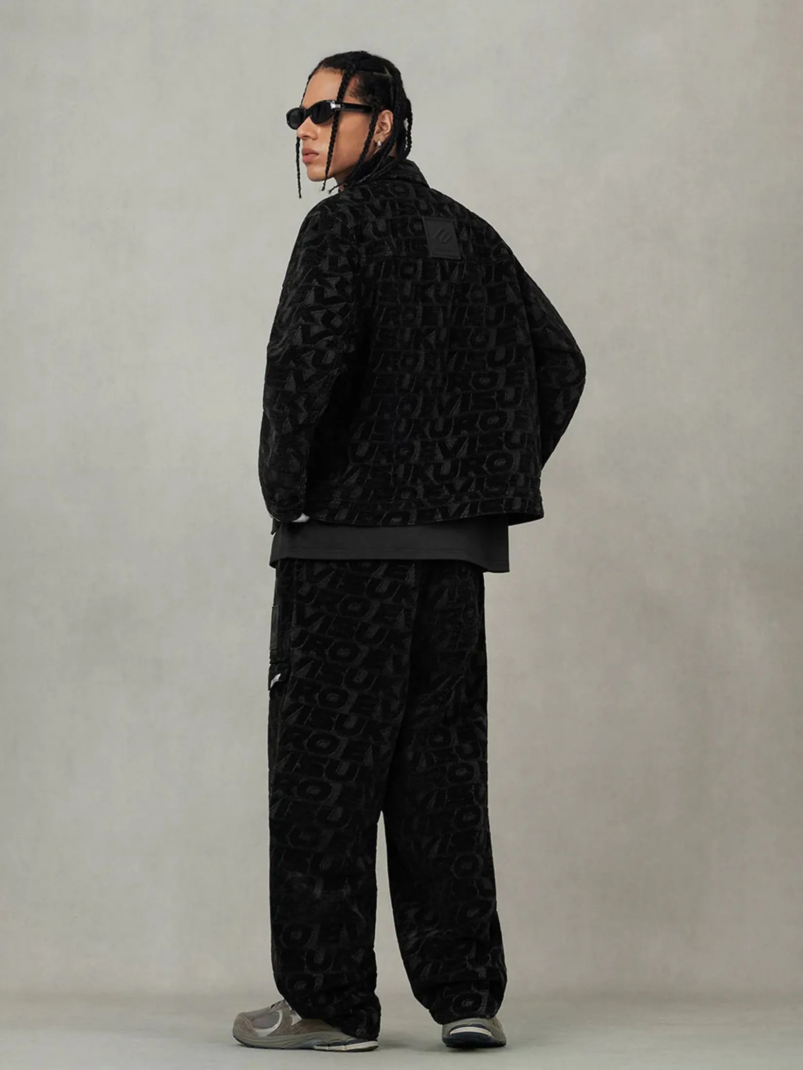 EVISU Men Work Jacket Allover EVISUKURO Jacquard Regular Fit Black