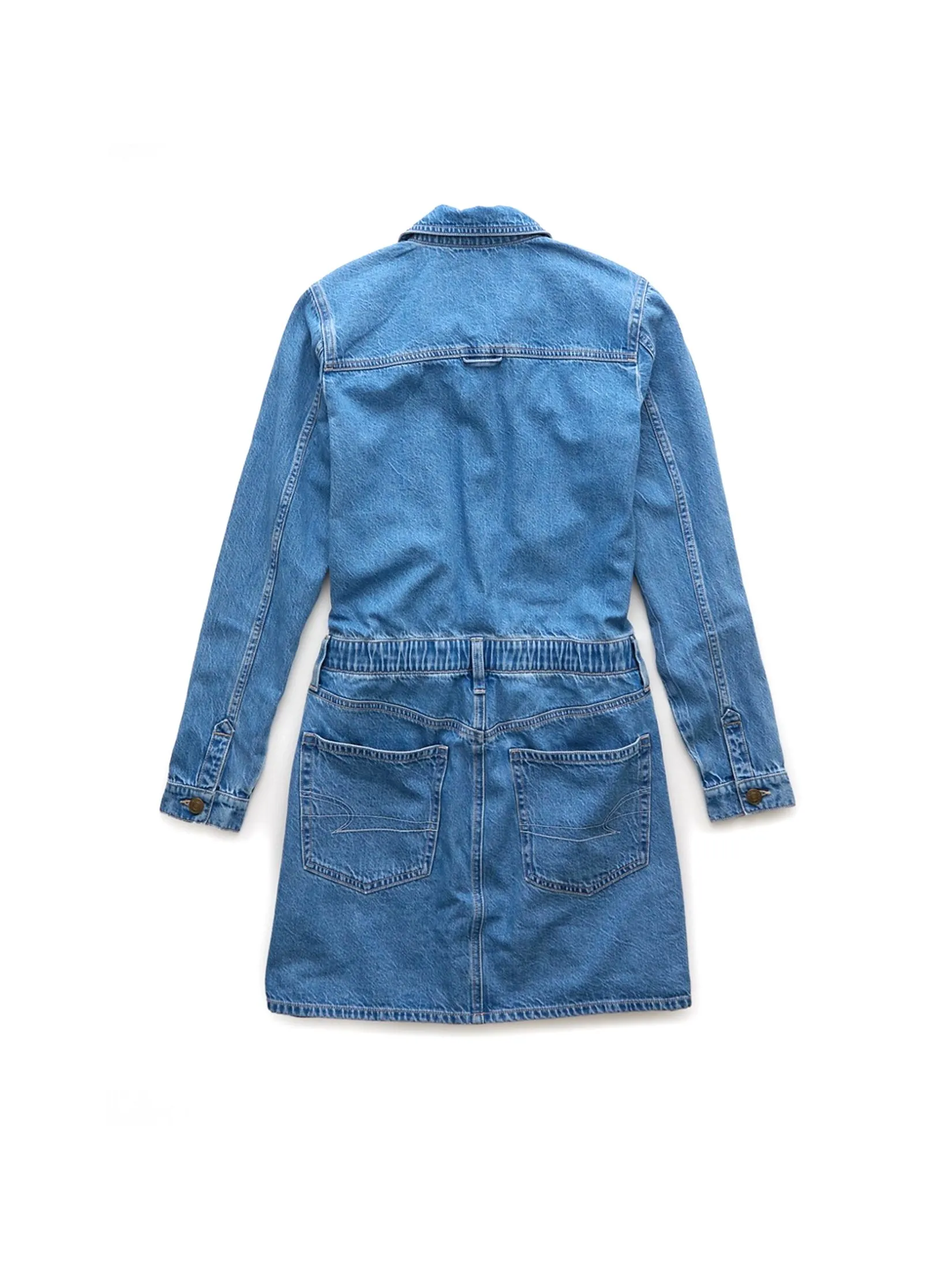 AMERICAN EAGLE WOMEN 7970 DENIM COVERALL SKIRT 936 MEDIUM WASH