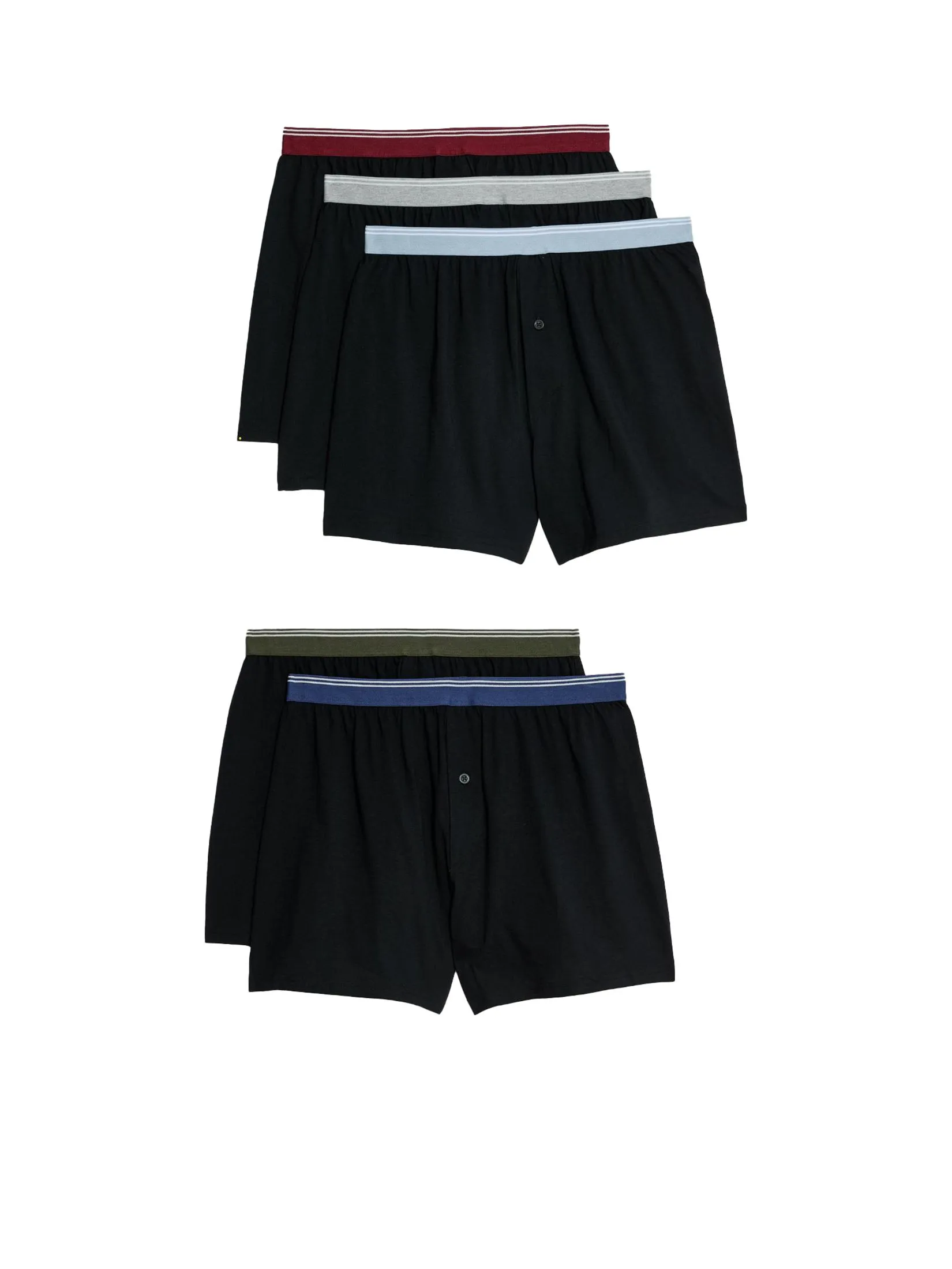 MARKS & SPENCER Men Boxers 5 pk Pure Cotton Cool & Fresh Jersey Black