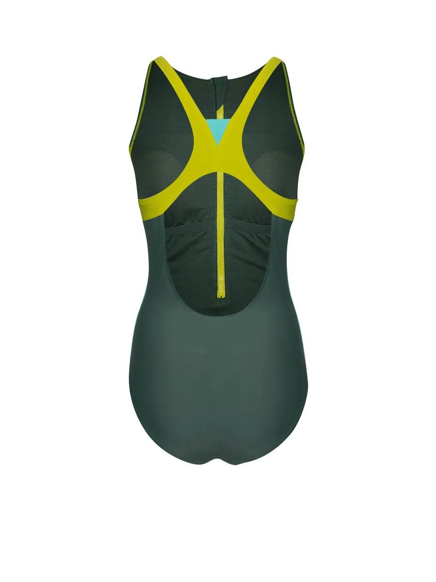 SPEEDO Women Swimsuit Asia Fit Zip Colour Block Green - SP111SP980DUTH