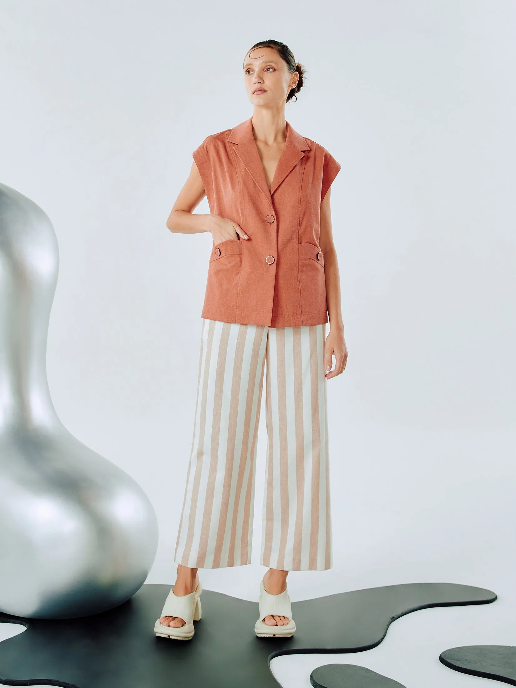 SHAKA Woman Pants  Strip Brown