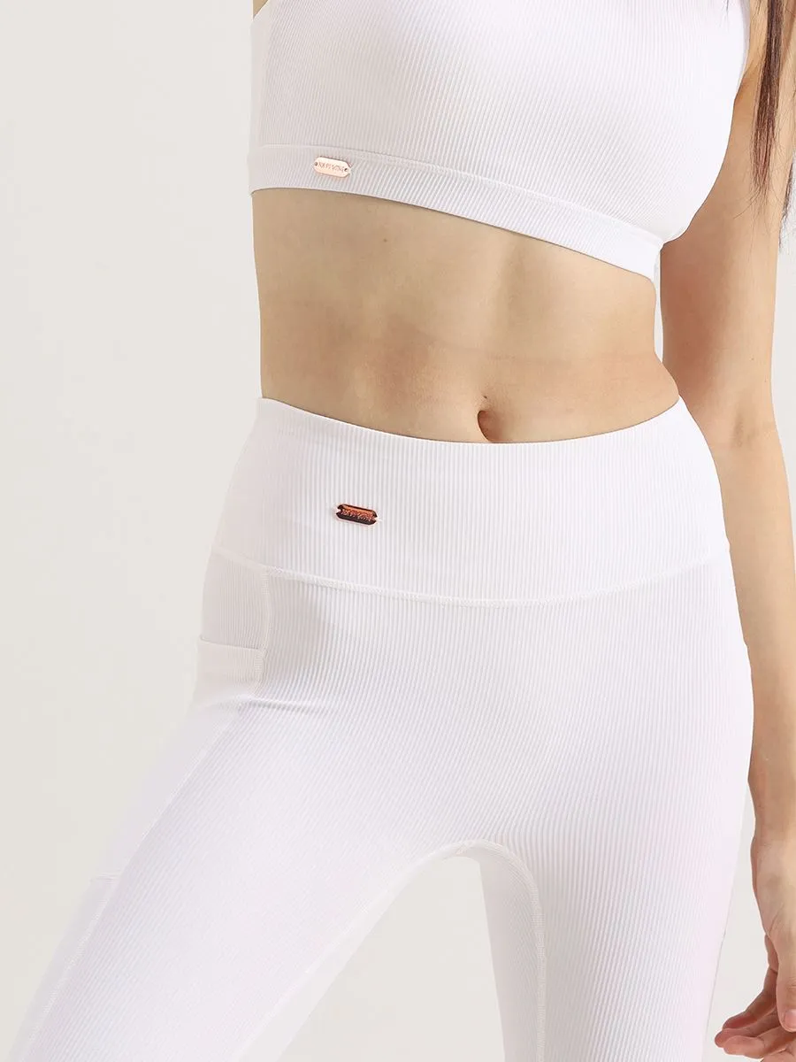NAPIYONG JUDY RIBBED LEGGINGS IN WHITE
