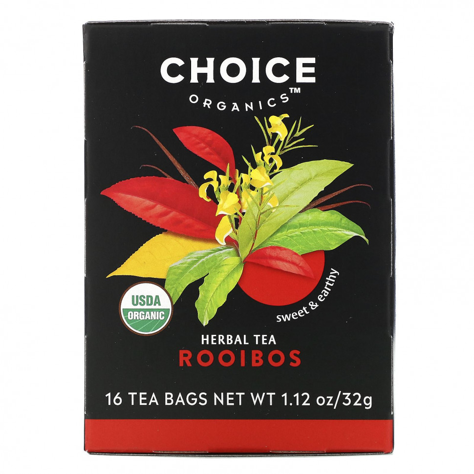 Choice Organic Teas, Herbal Tea, ройбуш, без кофеина, 16 чайных пакетиков, 32 г (1,12 унции)