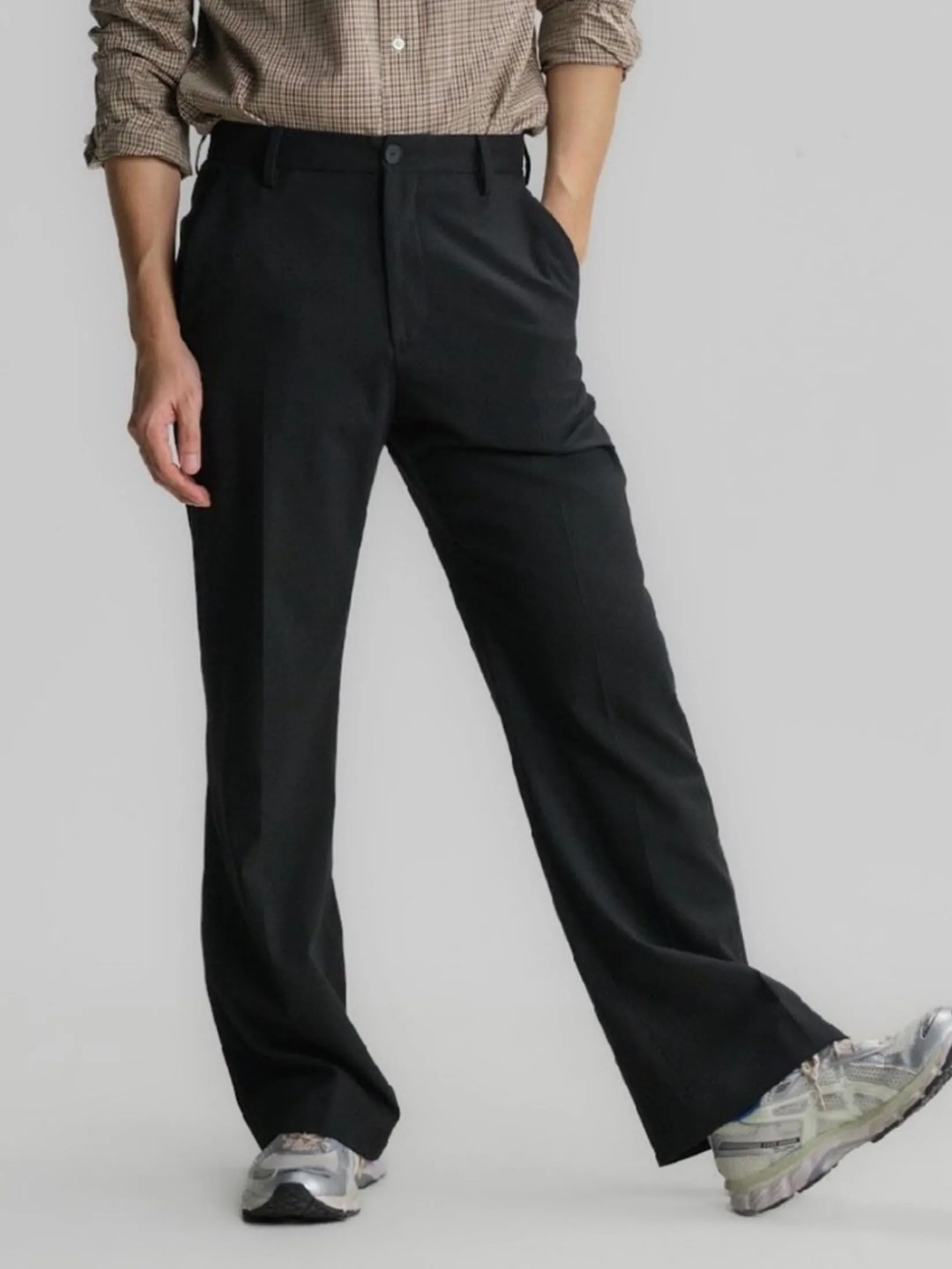 ERA-WON Men Semi Flare pant black