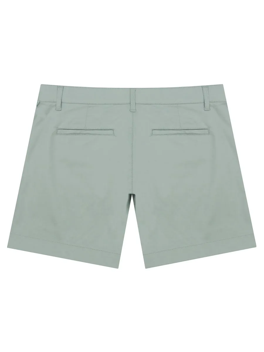 GIORDANO Women's Twill Mid-Rise Slim Fit Pocket Shorts (180 Elastic Waistband) Jadeite Green