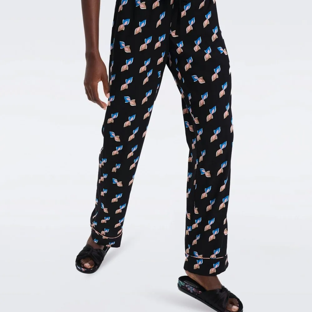 DIANE VON FURSTENBERG DVF VERONICA PANTS TWISTED GEO BLACK
