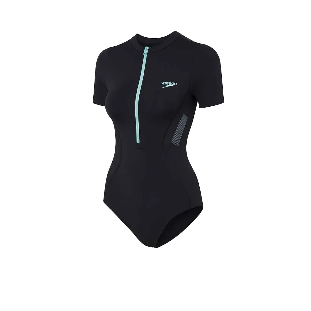 SPEEDO Hero 6.0 Short Sleeve One Piece (Aurora Shaping) Women Swimsuit Black - SP111SP873ENTH Size - 36 In