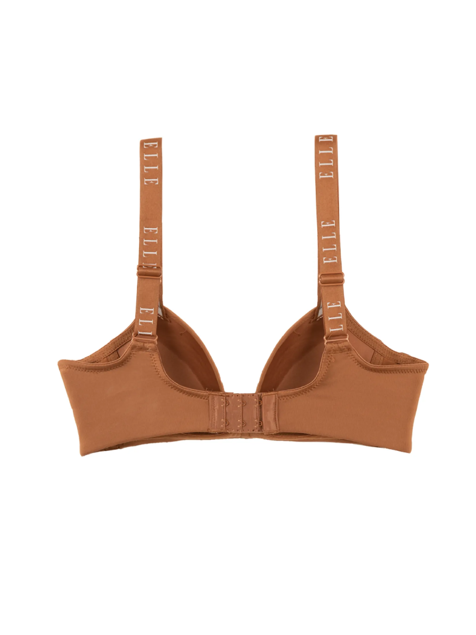 ELLE LINGERIE Moulded Bra no underwire with foam padding straps ELLE LOGO LB8766 - Brown