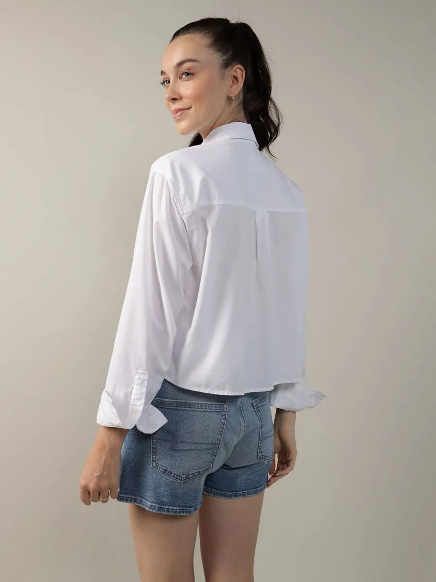 AMERICAN EAGLE WOMEN 5396 CORE ST HEM CROPPED PREP 100 WHITE