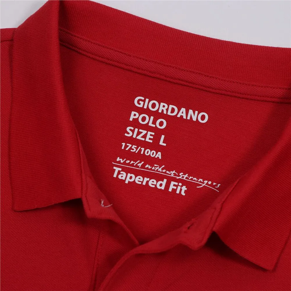 GIORDANO Red Men's Pique Slim Fit Embroidery Napoleon Polo 01013210