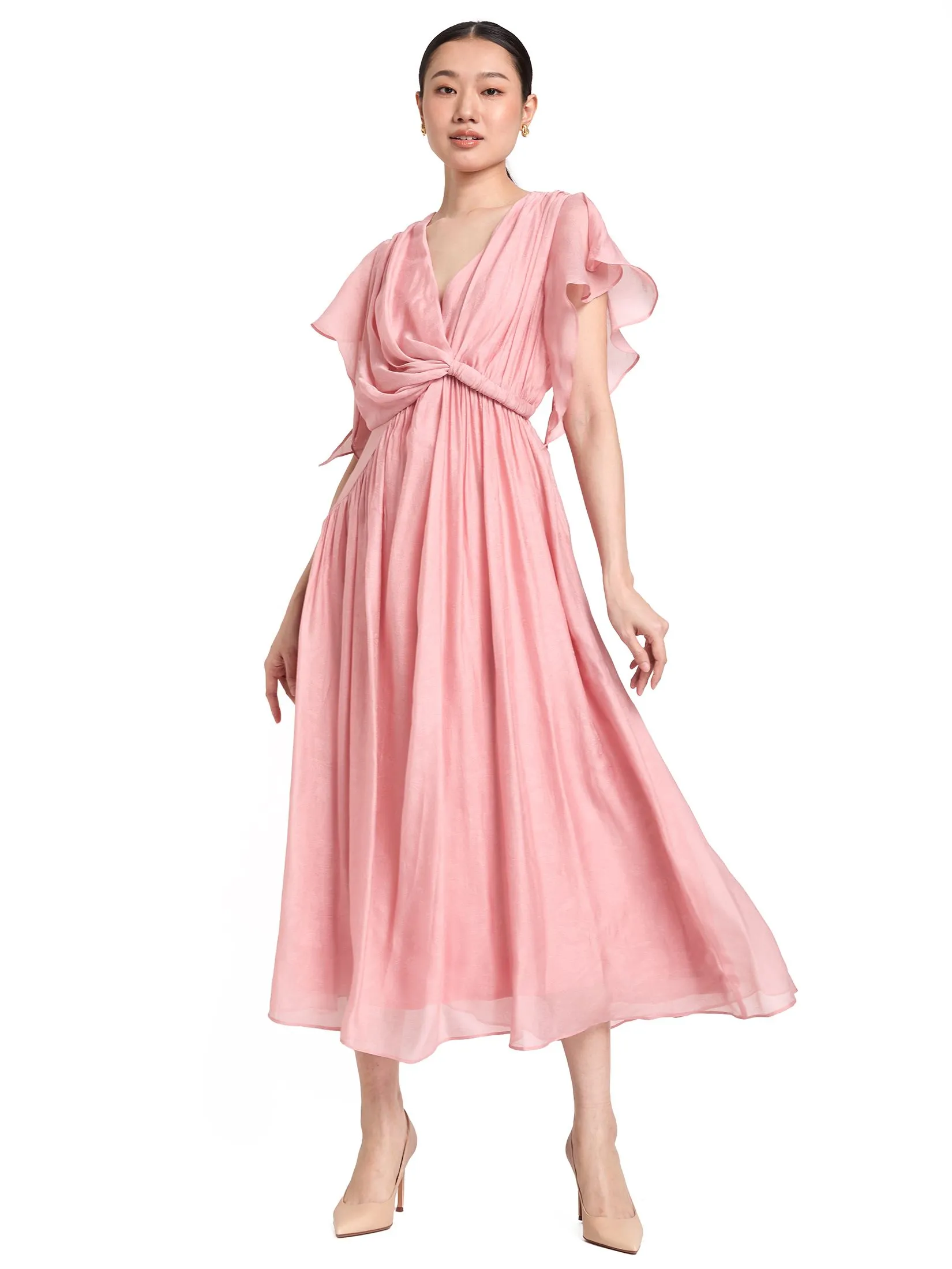 EXPRESSIONS EVENING Women Maxi Dress V-Neck With Drape Detail