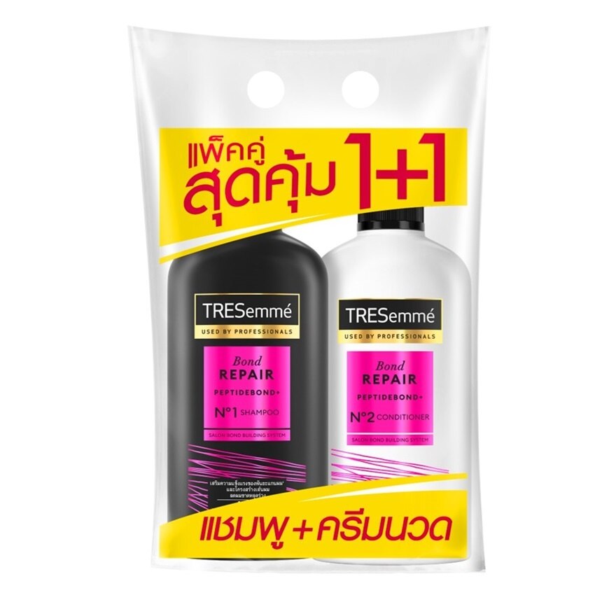 TRESemme Shampoo+Conditioner Bond Repair 370 Ml. ยาสระผม แข็งแรง ลดผมขาดหลุดร่วง - Purple