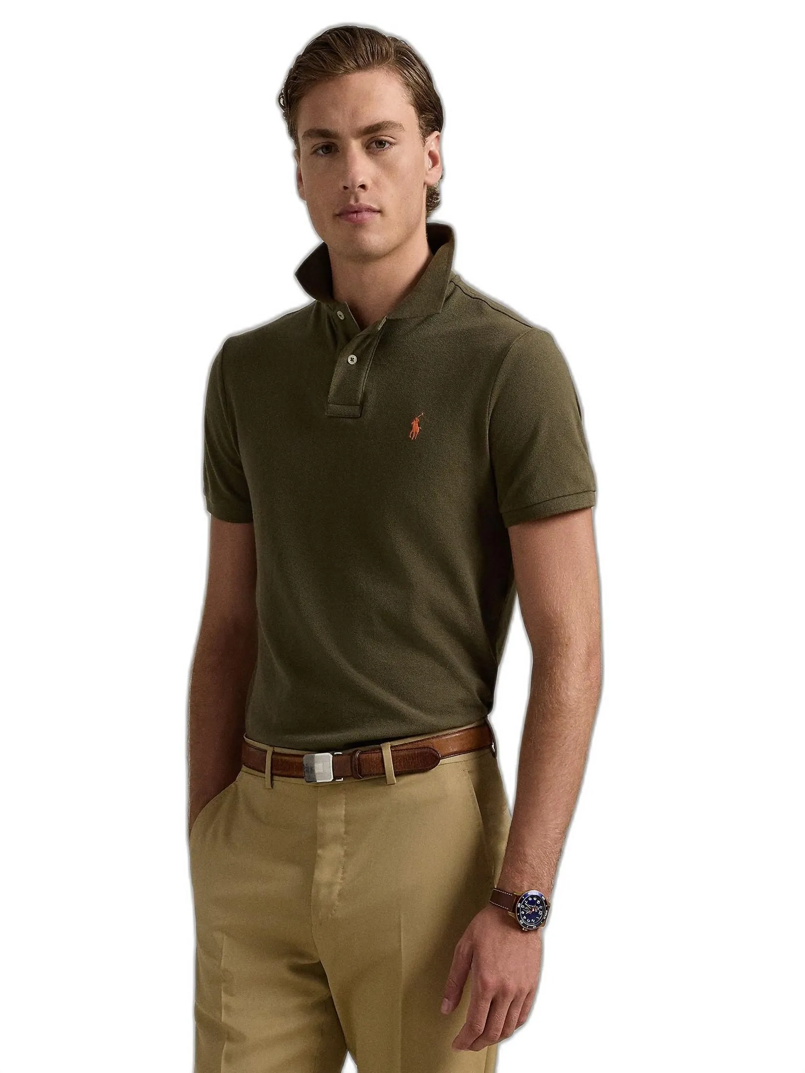 POLO RALPH LAUREN Polo Ralph Lauren POLO-Custom Slim Fit Mesh Polo Shirt MNPOKNI1N820492 300 GREEN Size - L