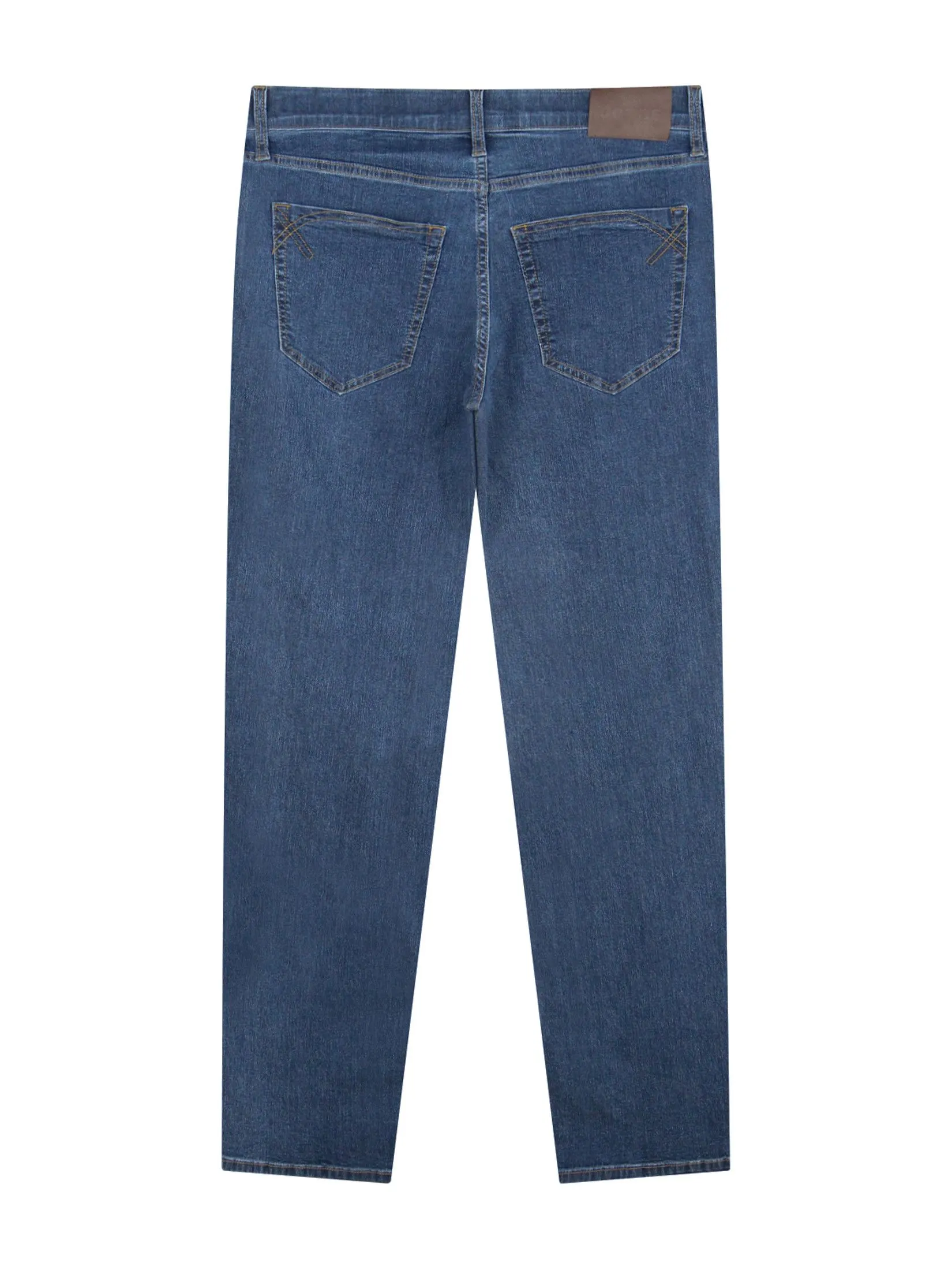 GIORDANO Men's Slim Stretch Denim Jeans (180° Elastic Waist) Med Indigo blue