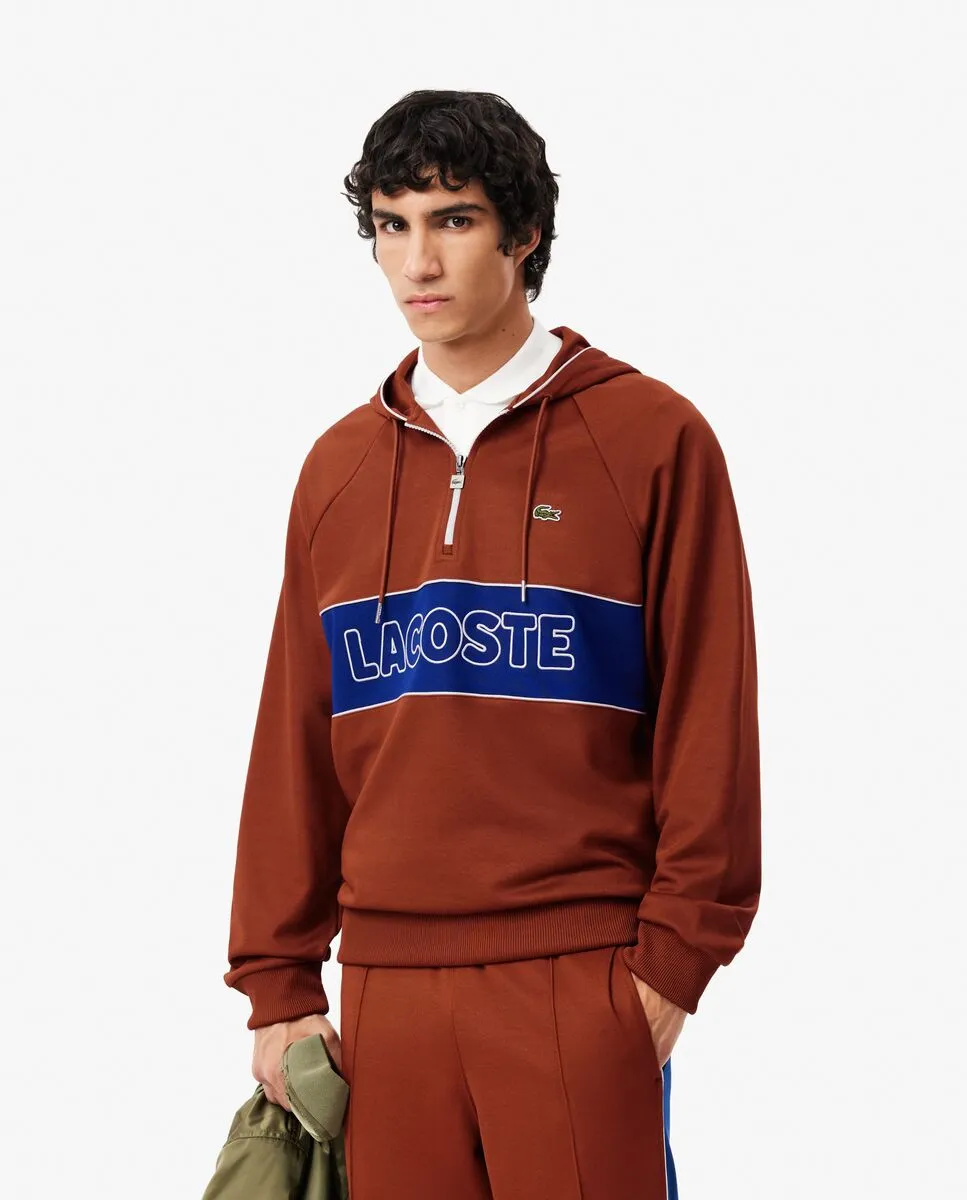 LACOSTE Paris Relaxed Fit Hoodie Brown Size - 2