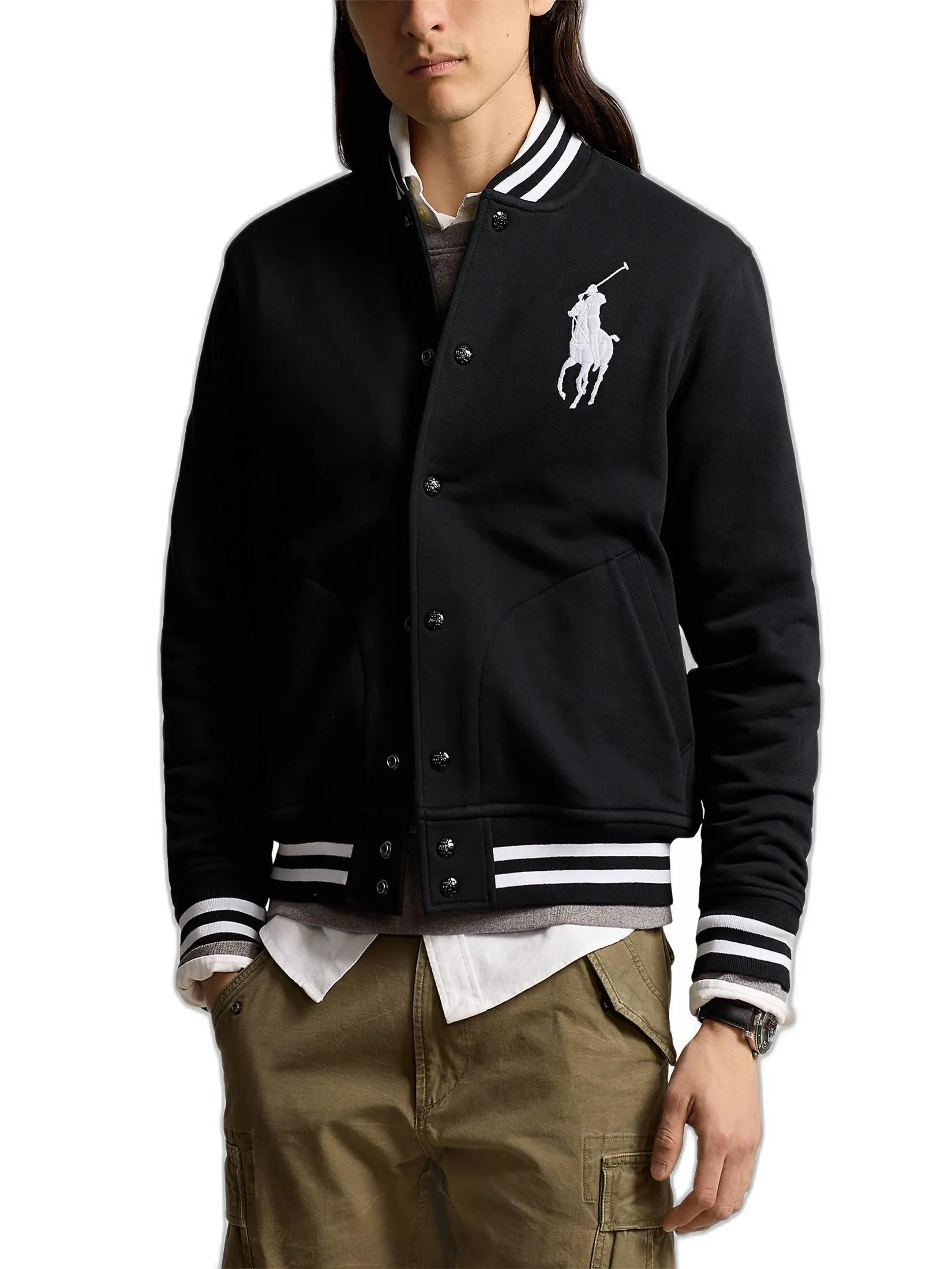 POLO RALPH LAUREN Men Jacket-Big Pony Fleece Baseball Jacket MNPOKNI16824057-Black