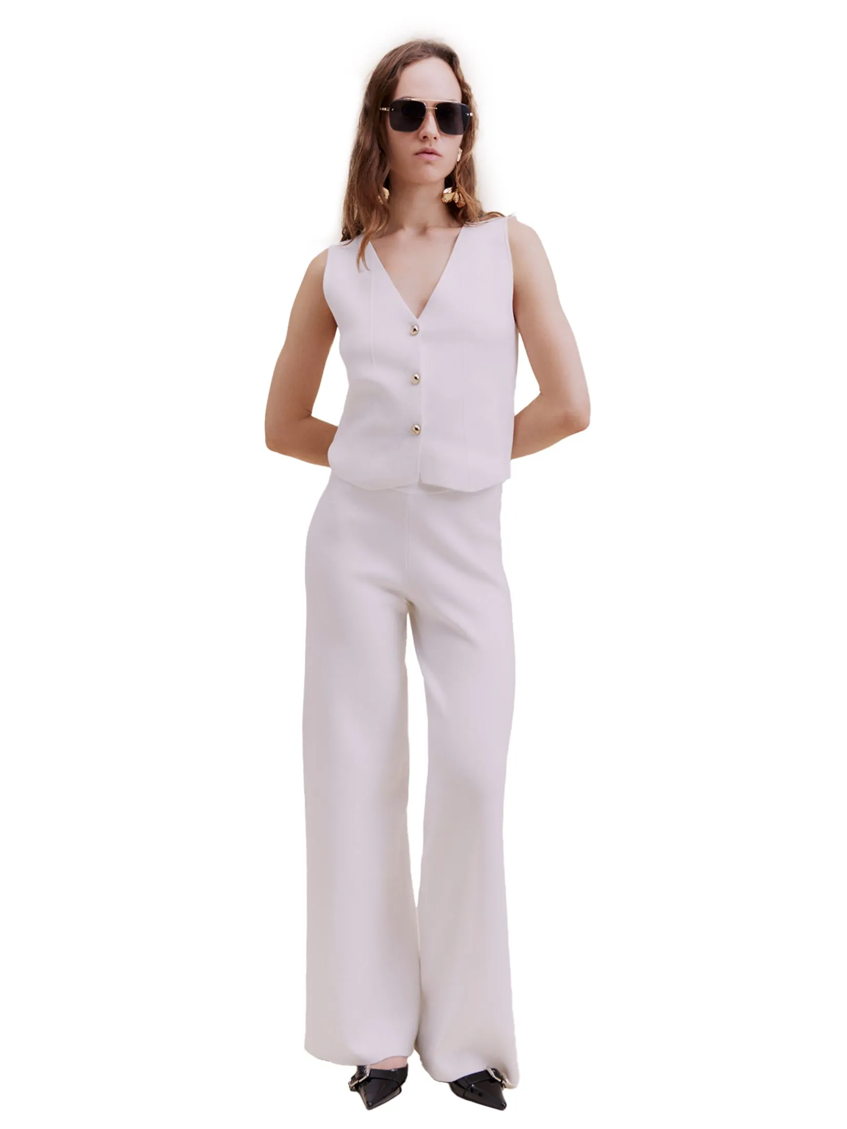 SFERA Women Trousers Front Zip Matching Set Jersey-Knit