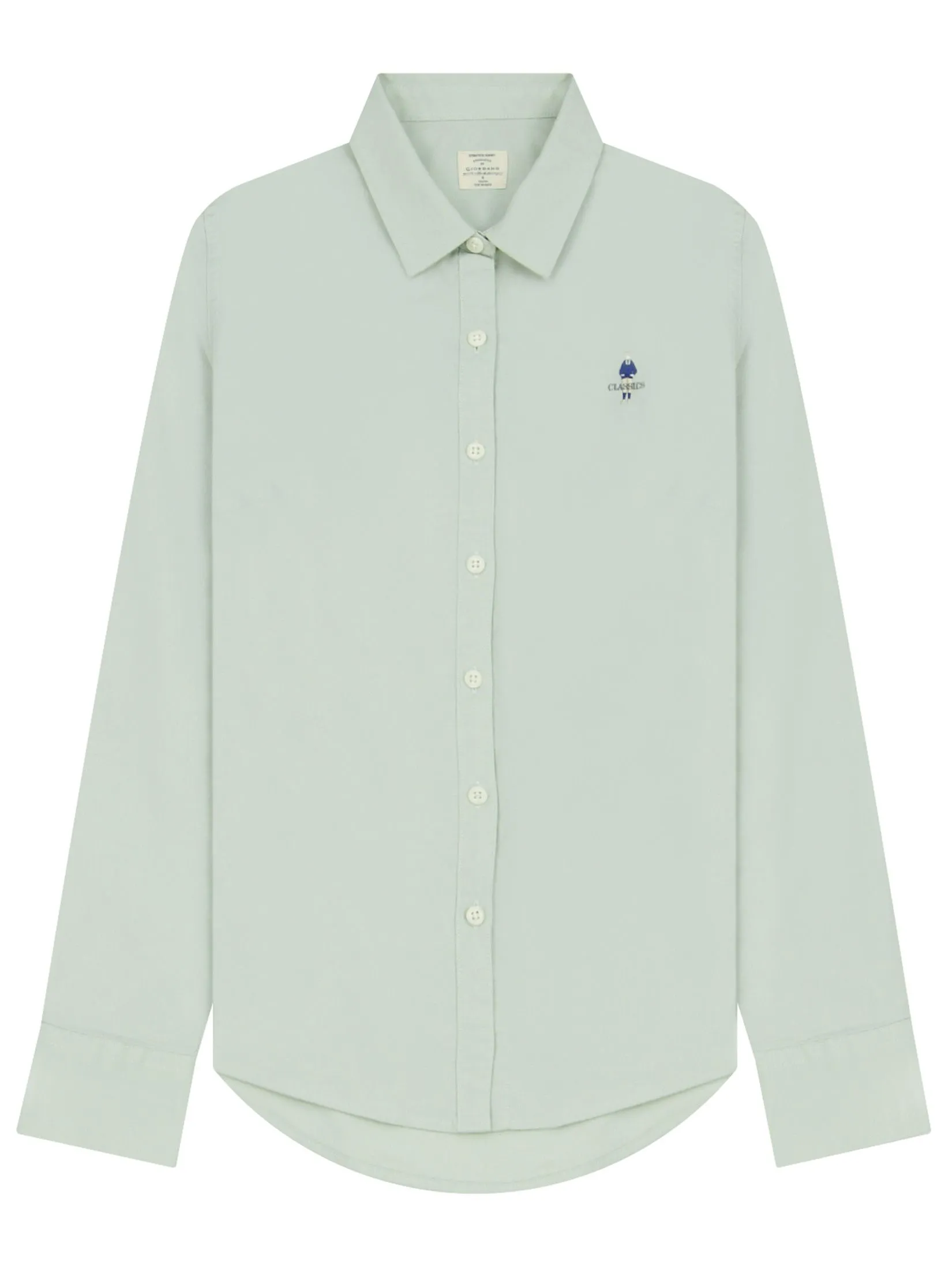 GIORDANO Women's Embroidery Oxford Shirts (Classic Man) Light Green