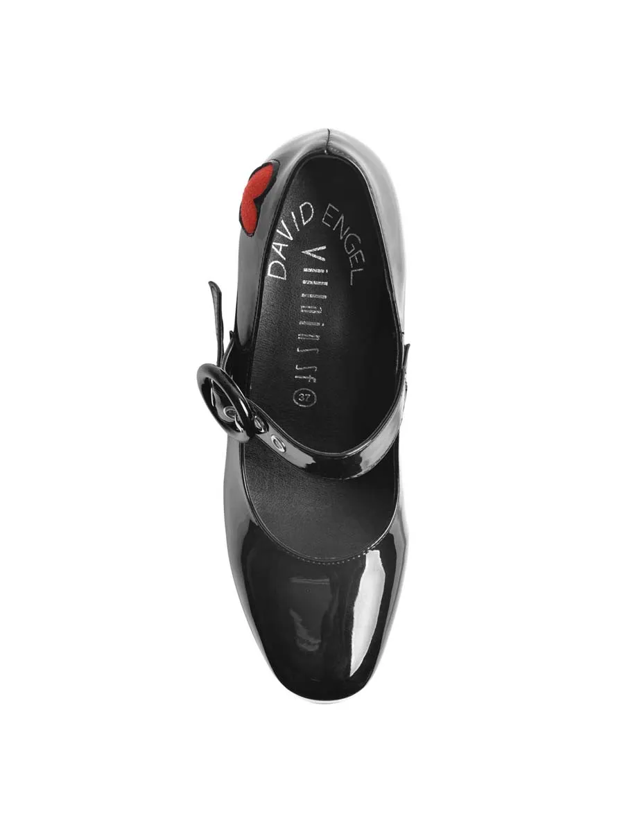 VILLAINS SF VALENTINA-HE Women s Platform Mary-Jane Heels BLACK